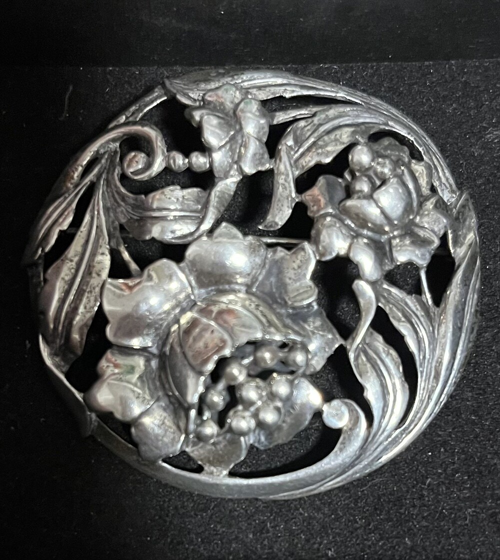 Vintage Dane craft Heavy Sterling Silver Brooch Flower.28.58 G!